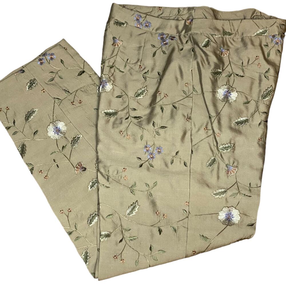 Dana Buchman Silk Blend Embroidered Pants Size 10
